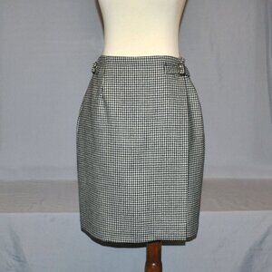 Vintage Charter Club Wrap Skirt Size 4 Wool Houndstooth Mini Wrap Skirt
